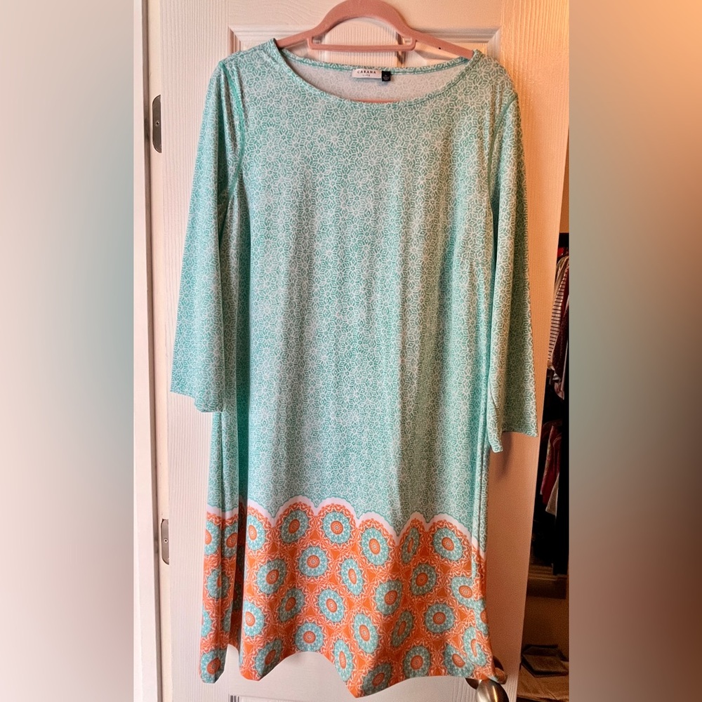 Cabana Life Blue Casual 3/4 Sleeve Sundress